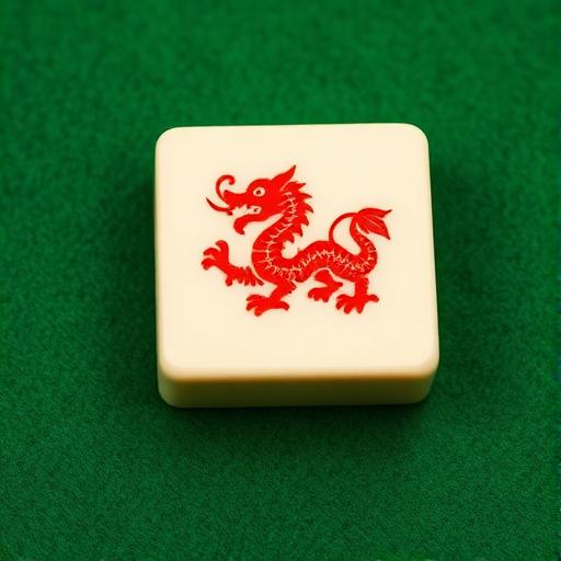 Perinteinen mahjong-laatta lohikäärmesymbolilla